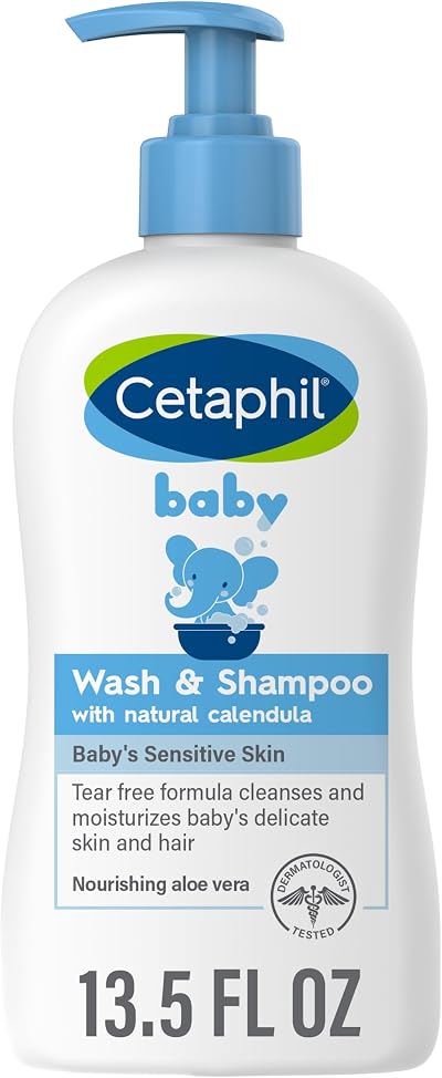 Cetaphil Baby Wash & Shampoo Calendula 13.5 oz Tear Free Paraben Free