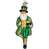 Old World Christmas Irish Santa Glass Blown Ornament for Christmas Tree, Handcrafted Holiday Decoration, Irish Collection
