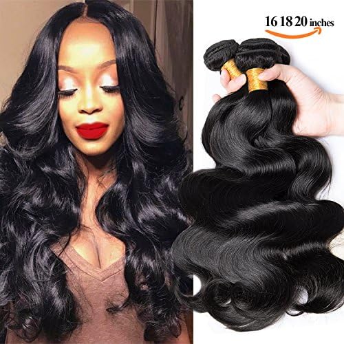 SEXAY Brazilian Virgin Hair Body Wave Remy 16 18 20 Inch Human Hair 3 Bundles Weaves 100% Unprocessed Hair Extensions Natural Color