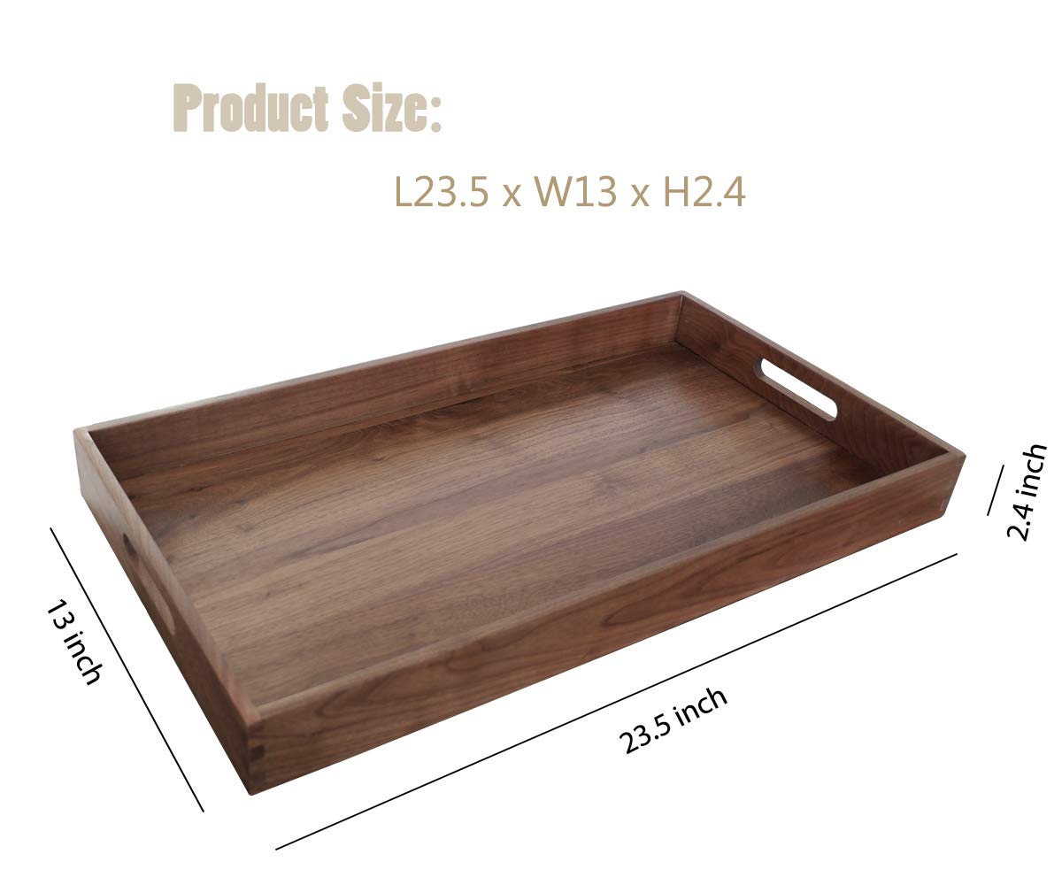 MAGIGO Extra Large Walnut Wooden Ottoman Serving Tray 24"x13" FSC