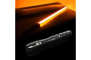 YDDSABER Dueling Lightsaber Smooth Swing Light Sabers |FX Loud Sound Sabers with 3 Vivild Movie Fonts,Blaster,FOC Metal Hilt for Adults Boys Teens Heavy-Duty, USB-DC Recharge(Orange)