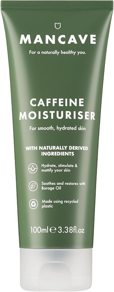 ManCave Natural Caffeine Moisturiser 100ml – Vegan, Made in England