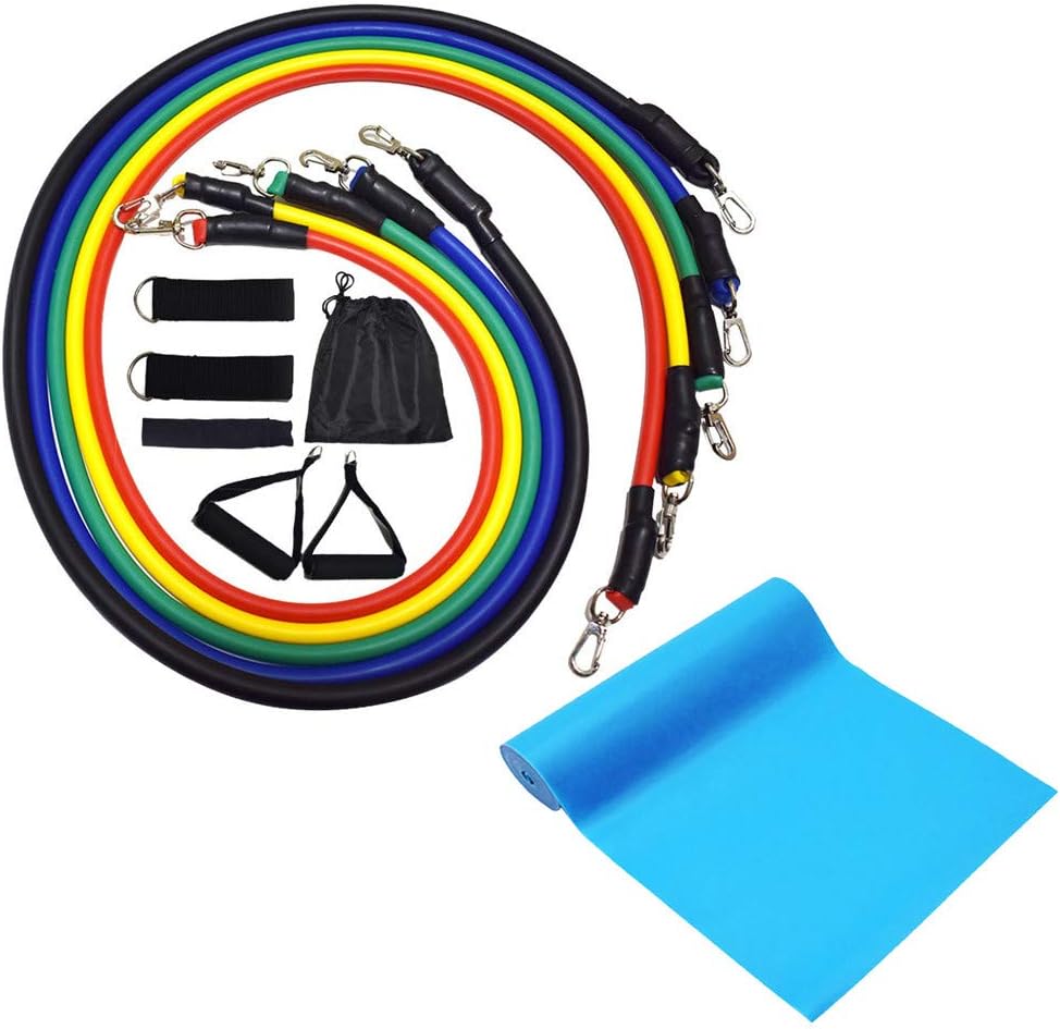 Men Fitness Resistance Bands Set/Natural Rubber Latex Strength Training Pull Resistance Bands Exercise Elastic Rope Weight Loss Tools Equipment(12pc) (Fitness Resistance Bands Set)