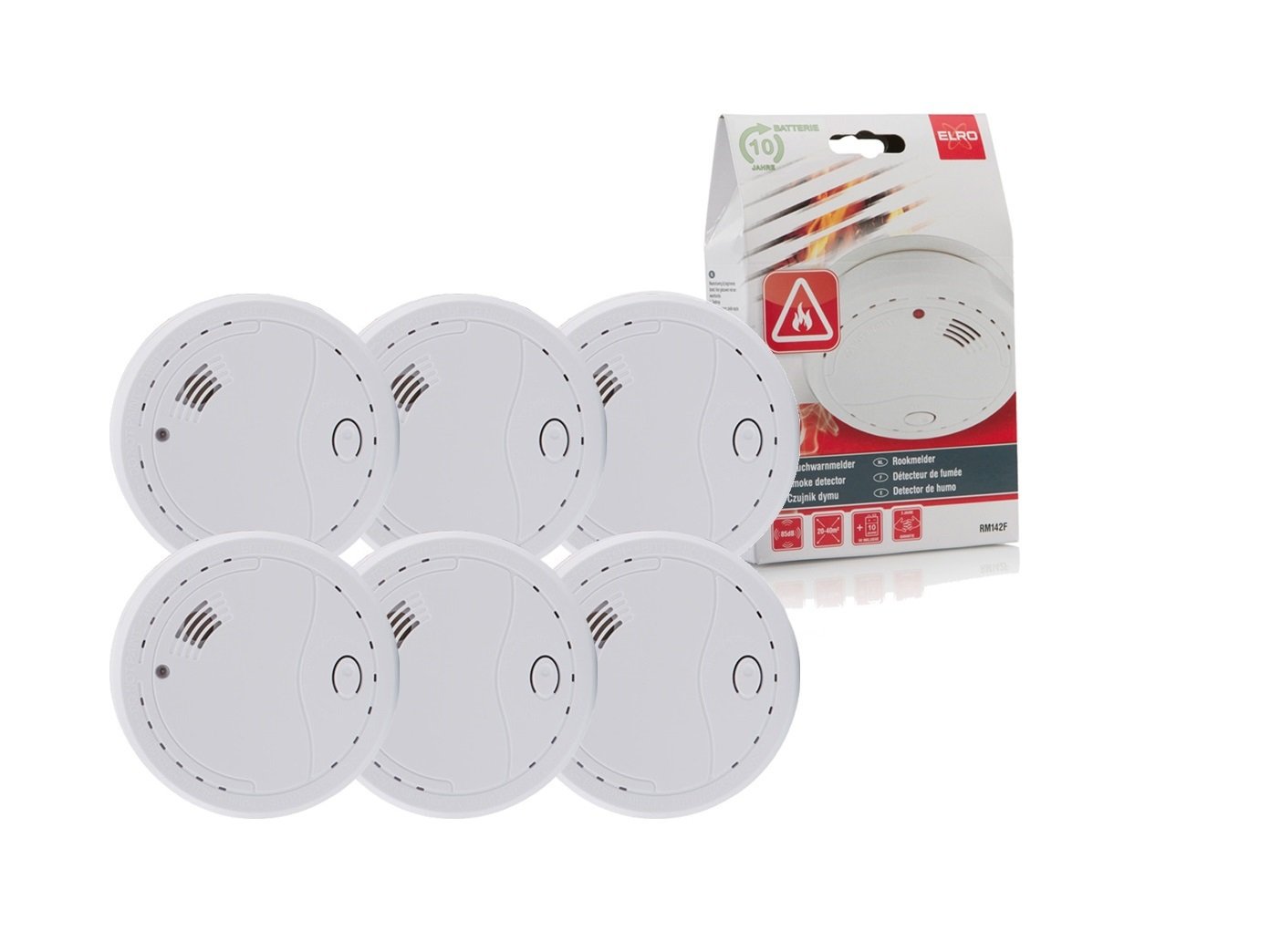 Elro - Detector de humos con batería de 10 años & NF ...