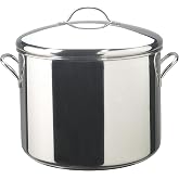Farberware Classic Series 16 Quart Stock Pot with Lid, Stainless Steel | Even heating, large stock pot with lid induction pots compatible, soup cooking pots, dishwasher safe, oven safe to 350&deg;F