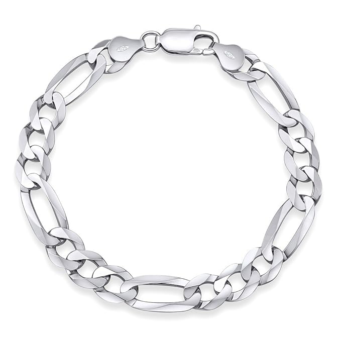 Herren Armband aus 925 Sterling Silber Figaro breit 9 mm