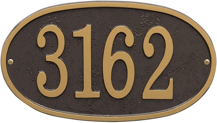 Plaques & Wall Art - WHITEHALL Custom Address Sign House Numbers for Outside Modern Address Signs for Houses Cast Metal Address Plaque, Oval 12