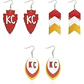 Leather Earrings for Football Fans Chiefs Kansas City Cheerleader Earrings Inspired Jewelry for Fans Party Decor Outfits