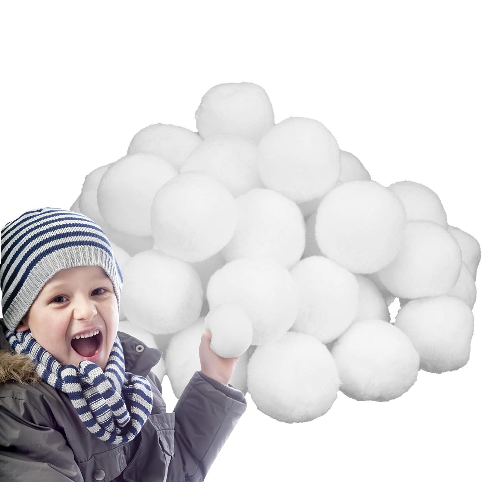 POPOYU 40Pcs Artificial Fake Snowballs 5cm,Christmas Fake Plush Snowball Baubles,Christmas Decorations Realistic Artificial Snowballs for Xmas Tree Crafts,Indoor Outdoor Adults Fight Game
