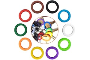 OUBAKA 20 Pack Silicone Key Cap Tags,Plastic Key Identifier Rings,Key ID Rings,2Pcs Each Color,10 Colors in Total