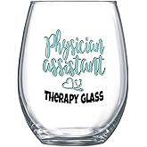 Zoey Christina Physician Assistant Therapy Glass: Stemless Wine Glass Gift for PA, Funny PA Week, Graduation or Birthday Gift 0022