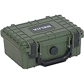 MEIJIA IP67 waterproof hard compact case,Customizable Fit Foam,8.12”x6.56”x 3.56”,Fit Use of Drones, Cameras,Equipments,lens (Green)
