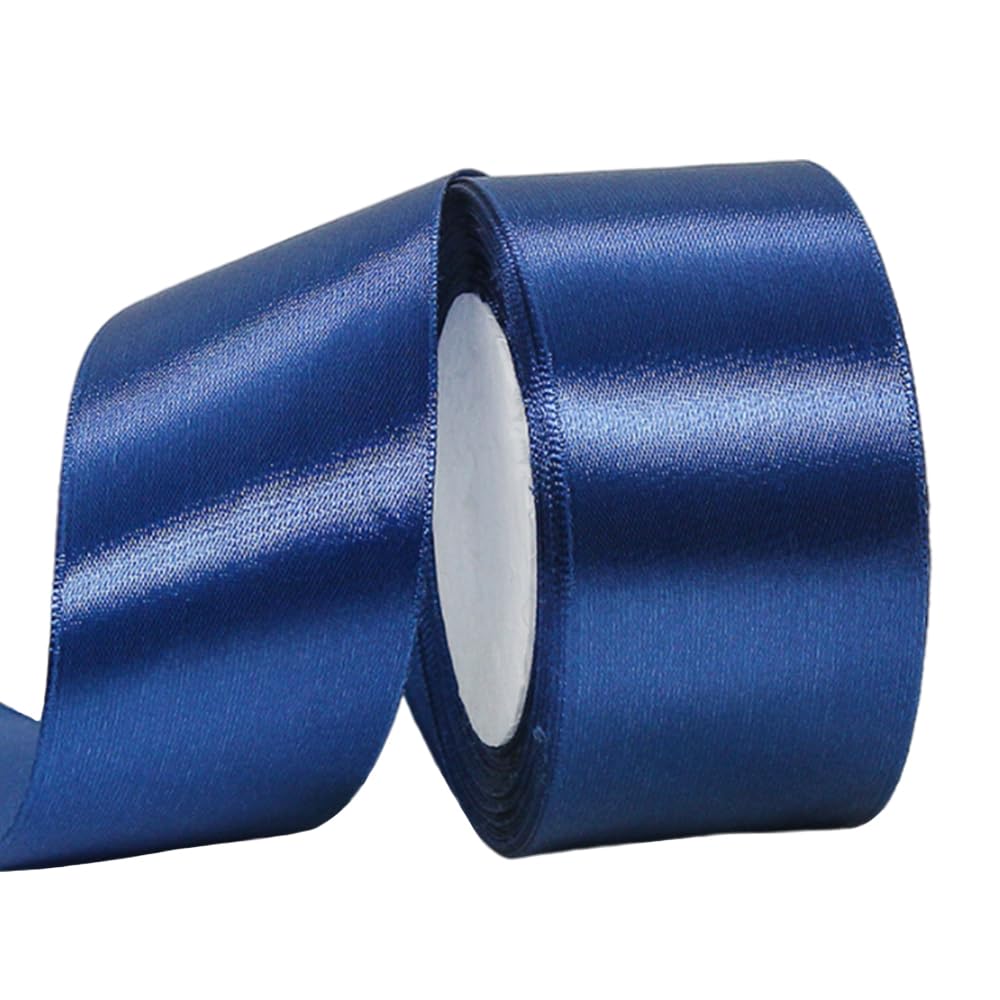 Wide Navy Blue Satin Ribbon 50mm 22m 1.9Inch for Gift Wrapping, Crafting, Christmas, Wedding Car, Hair Bows, Bouquets, Party, Cake Decorations