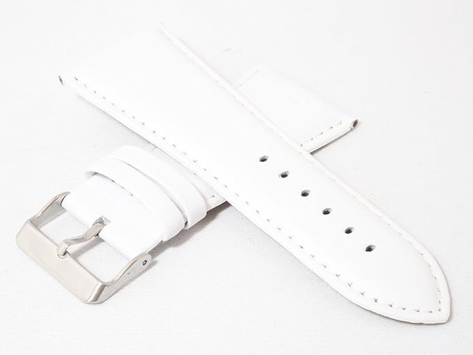 Amazon スペイン Diloy ディロイ 30mm 牛革カーフ素材 プレーンタイプ時計ベルト ホワイト 尾錠色シルバー 時計バンド 302 30 22 W 時計バンド 腕時計 通販