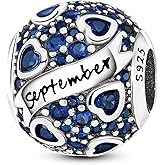 MULA Birthstone Charms 925 Sterling Silver for Bracelets and Necklaces - Dangle Pendants Beads With 5A Cubic Zirconia - Happy Birthday Mothers Day Jewelry