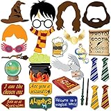 27pc Magical Wizard School Photo Booth Props For Children Birthday Wizard School Party Supplies,Dress Up Novelty Decorations