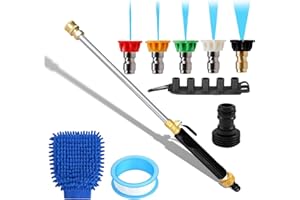 Jet Nozzle Power Washer for Garden Hose, High Pressure Jet Nozzle with 5 Spray Tips & Car Wash Towel, Turn Any Garden Hose In