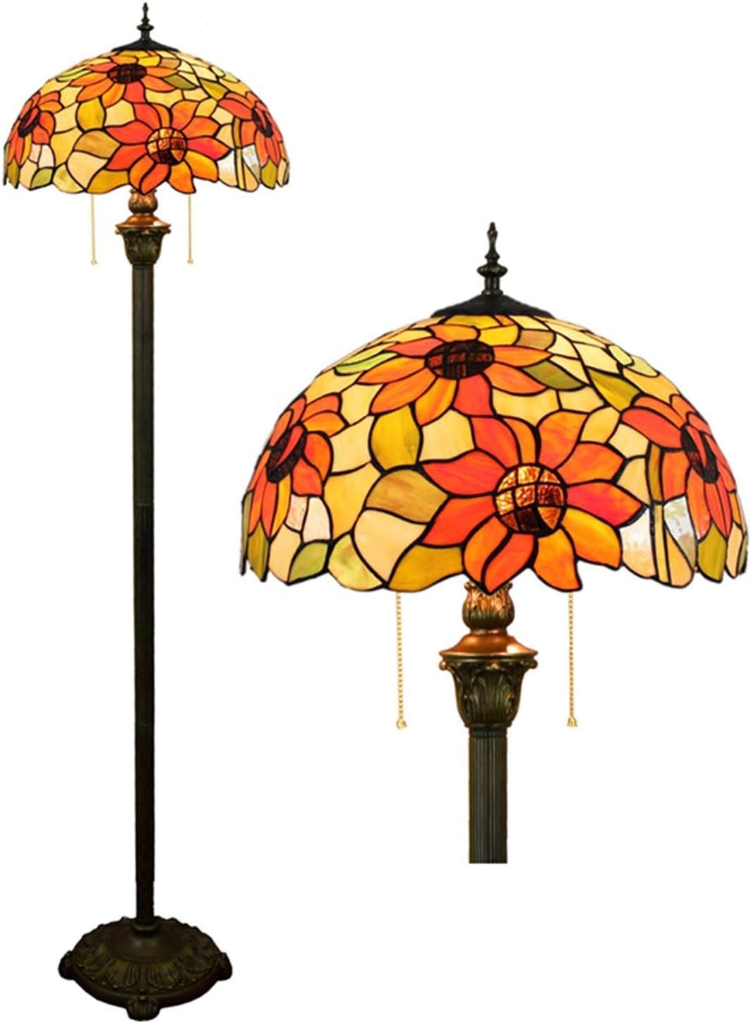 Retro Art Stained Glass Floor Lamp, European Style Standing Lamp Floor