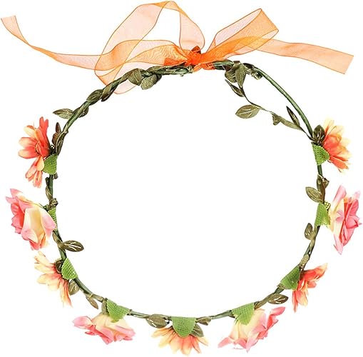 Amazon Dailymall 花冠 花かんむり 花冠 ヘッドドレス 髪飾り ヘアアクセサリー ウェディング ダンス衣装 全6色 オレンジ バレッタ クリップ 通販