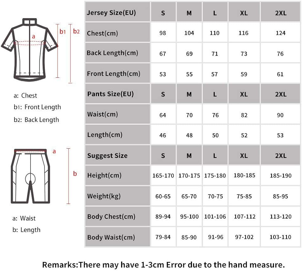 Lixada Men's Cycling Jersey Set Breathable Quick-Dry MTB Road Bike Cycling Clothing Set Short Sleeve Biking Shirt with 3D Gel Padded Shorts: Clothing