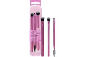 Real Techniques Eye Shade & Blend Makeup Brush Trio, For Eyeshadow & Liner, Makeup Tools for Shaping & Grooming Brows, Defined Makeup Look, Synthetic Bristles, Vegan & Cruelty-Free, 3 Count