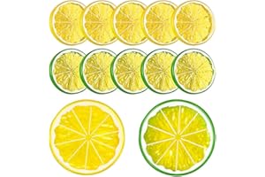 Hagao Fake Lemon Slice Artificial Fruit Highly Simulation Lifelike Model for Home Party Decoration Yellow Green 10 pcs