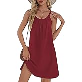 Ekouaer Cotton Nightgowns for Women Sleeveless Night Shirts Tank Sleepwer Pleated Scoopneck Sleepshirt S-3XL