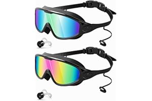 Rantizon Swim Goggles 2 Pack, Wide View Anti Fog&UV Swimming Goggles for Audlt, No Leaking Swim Glasses for Men Women Kids