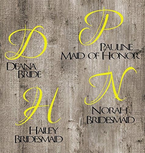Set of 4 Decals. Bride, Maid of Honor, and 2 Bridesmaid Wedding Party Decals. Customize Color, Name, Size. For Windows, Wine Glasses, Flasks, Cups, Bridesmaid Gifts, Water Bottles, etc.