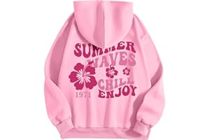 Cxquxse Womens Cute Hoodies Oversized Letter Print Graphic Preppy Hoodies Long Sleeve Preppy Sweatshirt