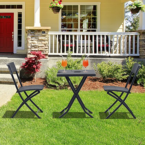 Outsunny Bistroset Polyrattan 3tlg. Balkonmöbel Set Sitzgruppe Essgruppe Gartenmöbel Garnitur – Bild 3