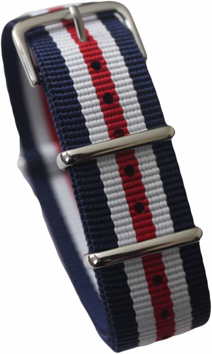 AquaNation - Watch Bands Straps - Choice of Color 20mm Premium Heavy Duty Durable Ballistic NATO Nylon James Bonds Style Replacement Watch Bands Straps