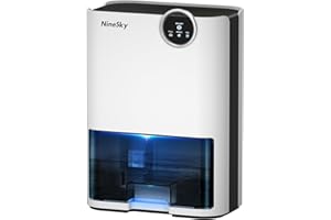 NineSky Dehumidifier for Home, 70 OZ Water Tank, 800 sq.ft Dehumidifier for Bedroom,Basement,Bathroom with Auto Shut Off, Sleep Mode,5 Colors LED Light,White