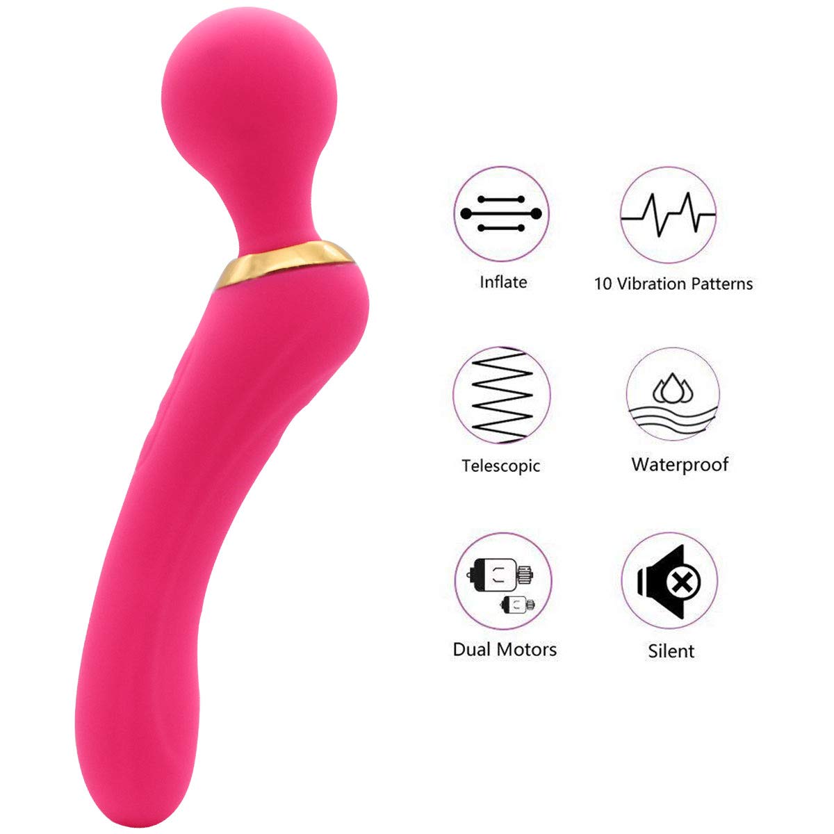 SYH Computer LED Force Vibrator Rotating ，10 Speed USB Cable Rechargeable Weaterproof Design， Handheld with Powerful Multi Speed Vibration