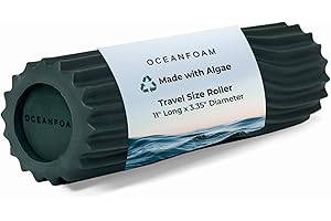 Oceanfoam Ripple Roller - Muscle Massage Foam Roller for Back Pain & Stretching - Ergonomic Wave Textured - Yoga, Athletics, & Wellness - Travel Size, 11" x 3.35" - Hunter