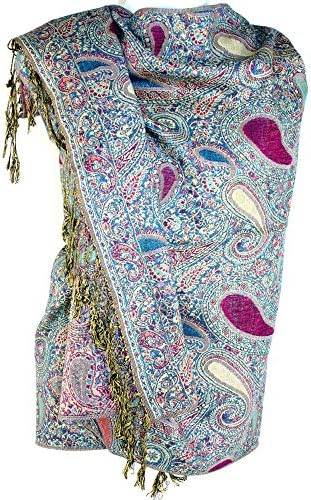 Silver Fever Jacquard Teardrop Twist Rich Double Sided Pashmina Shawl Scarf