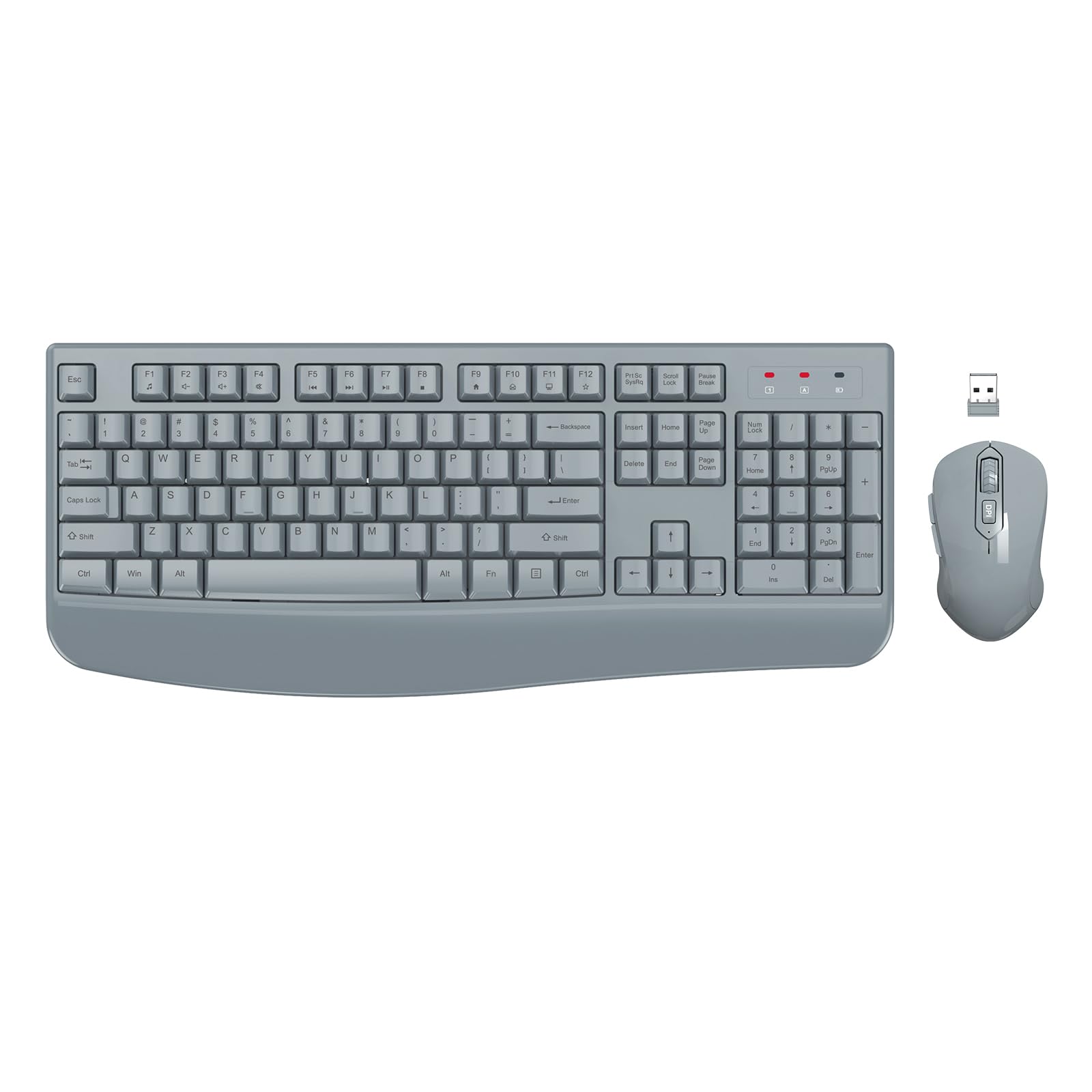 Photo 1 of Wireless Keyboard and Mouse Combo, EDJO 2.4G Full-Sized Ergonomic Computer Keyboard with Wrist Rest and 3 Level DPI Adjustable Wireless Mouse for Windows, Mac OS Desktop/Laptop/PC(Grey)