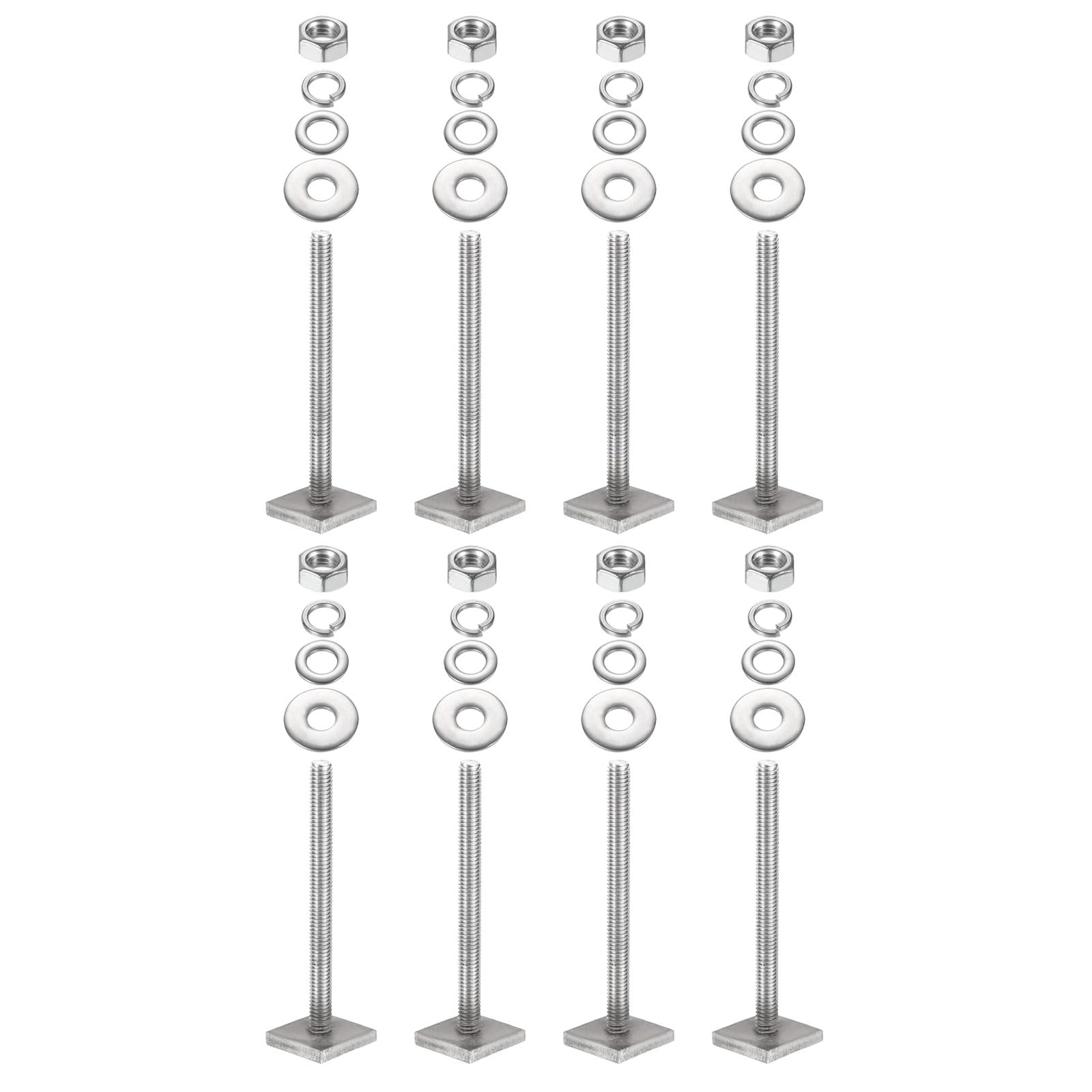 PATIKIL T Slot Bolts M6 x 65mm, 8 Set Square Head T Bolts Roof Rack Stainless Steel T Track Bolts with Nut Washers for Bike Ski Kayak Rack