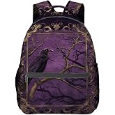 VANZEV Raven and Dark Forest Backpack Travel Backpacks Laptop Rucksack,School Bookbag for Women Kids Boys Girls,Gothic Animal Back Pack Accessories Bags,Ideal Gifts for Work, Outdoor Adventures