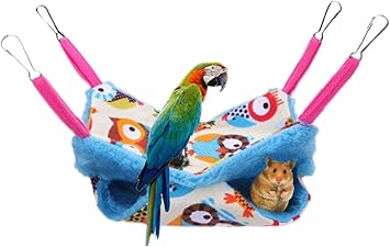 Amazon ふく福 小動物用二重ハンモックハムスター ハウス ペットベッド 寝床柔らかい小動物用 寝袋 暖かい鳥用巣 ゆらゆら ブランコ 取り付け簡単 ハムスター 遊び場 吊り下げ金具付 M 23x22cm ふく福 飼育ケージ内装 通販