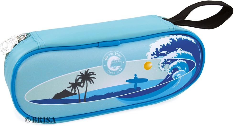 BRISA VW Collection - Volkswagen Utensil Pencil Case Stationery Pouch Make-up Holder in T1 Bus Campervan Design (Surf/Blue) - Image 3