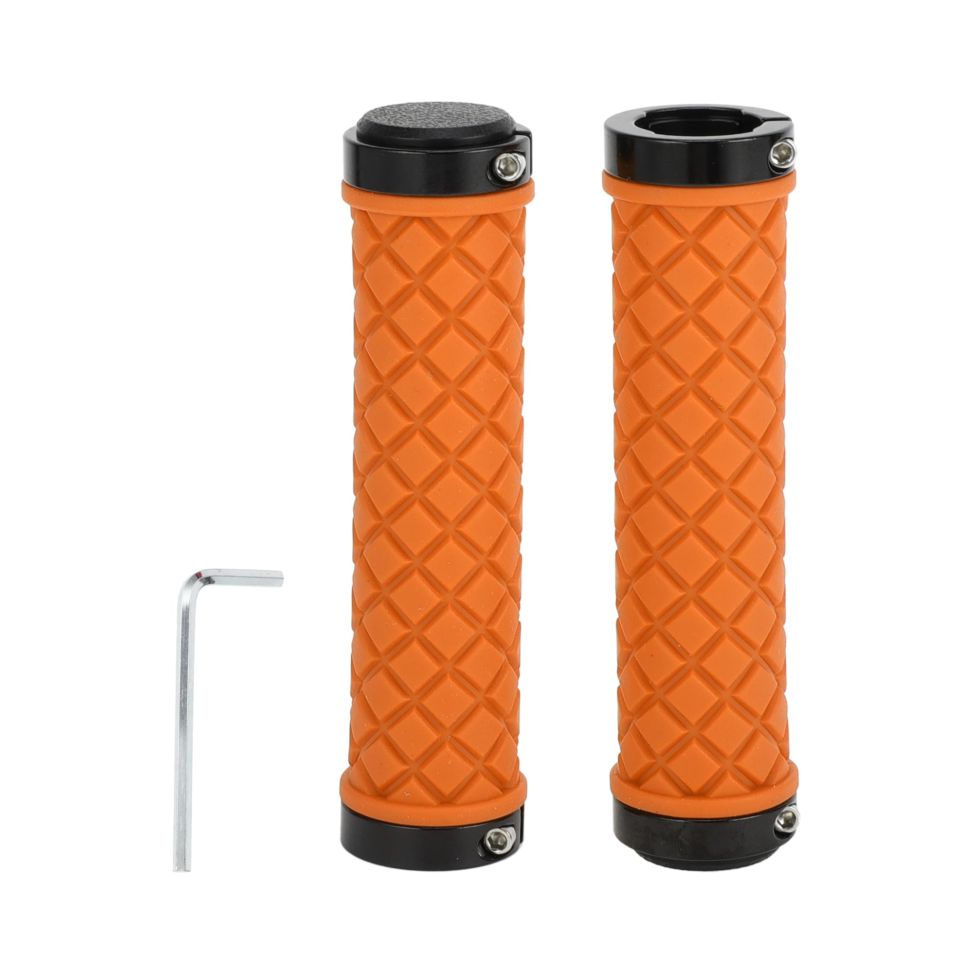 TUCKBOLD Bike Handlebar Grips Covers 128mm Long Lightweight | Bicycle End Grips Protector Orange 1 Set