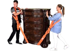 Forearm Forklift Shoulder Harness PRO Model, Heavy Duty Furniture Lifting Tool Set with Extended Lift Strap, Professional Appliance Moving Straps & Furniture Straps for Moving, 800 lb Capacity, Orange