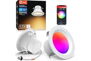 Lumary 4 Inch LED Recessed Lights, Smart LED Can Lights 9W 810LM RGB Color Changing, Retrofit LED Recessed Lighting Baffle Trim Downlights Work with Alexa/Google Assistant/Siri