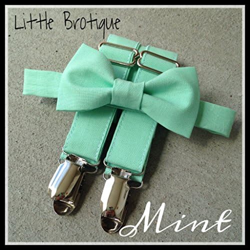 Mint Bow Tie and Suspender Set. Little Brotique. Infant - Adult. Wedding Attire, Photography Props.