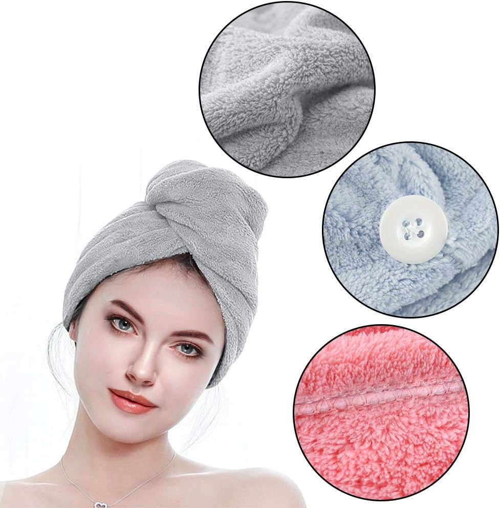 Microfiber Hair Towel Wrap, 3PCS 9.5X25 inch Hair Towel Wrap Quick Dry Hair Drying Towel, Rapid Drying Hair Towel (3 Colors): Home & Kitchen