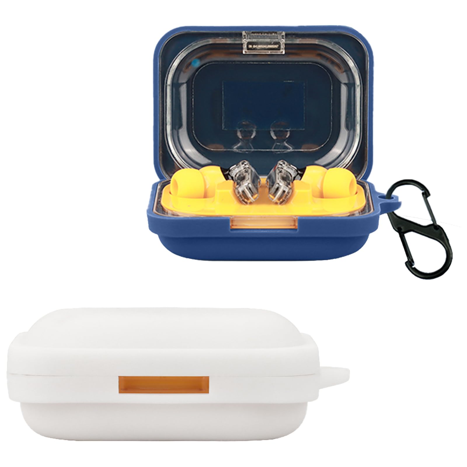 [2 Pack]Case for Nothing Ear a with Carabiner,Anti-Scratch Premium Soft Silicone Full Protective Case,Shockproof Ultra Slim Headphone Protective Case for Nothing Ear a,Blue+Transparent