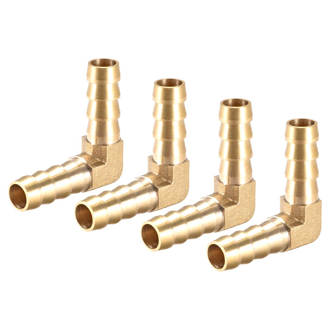 sourcing map 10mm Barb Brass Hose Fitting 90 Degree Elbow Pipe Connector Coupler Tubing 4pcs