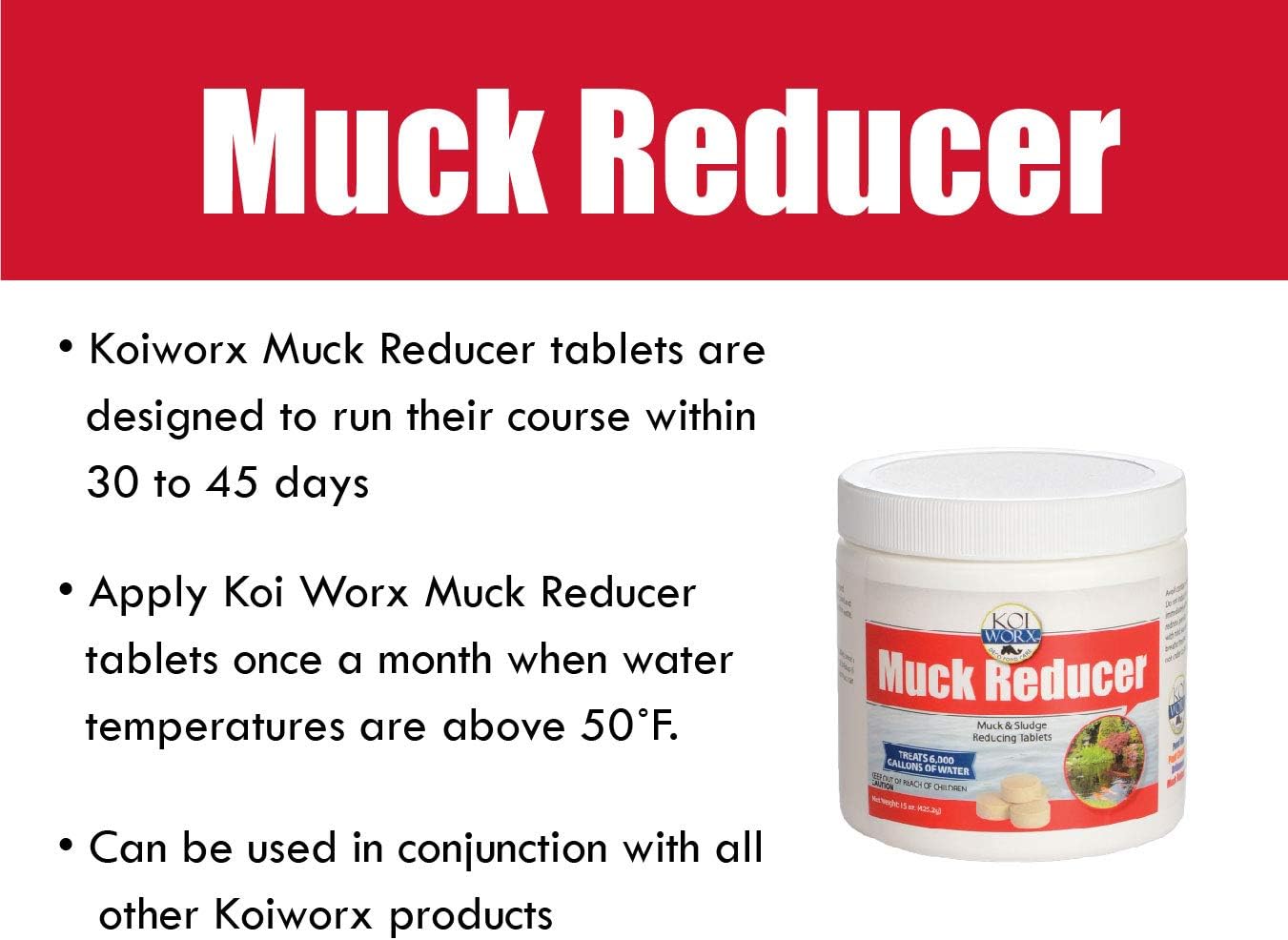 KoiWorx Muck Reducer, 145 Tablets, Dry Beneficial Bacteria, Reduces Muck, Sludge, Organic Build up, 100% Natural Bacteria, Safe for koi : Garden & Outdoor