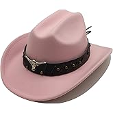 Willheoy Kids Cowboy Hat for Girls Boys Western Cowgirl Hat with Buckle Belt Unisex Wide Brim Fedora Hat Dress Up Costume